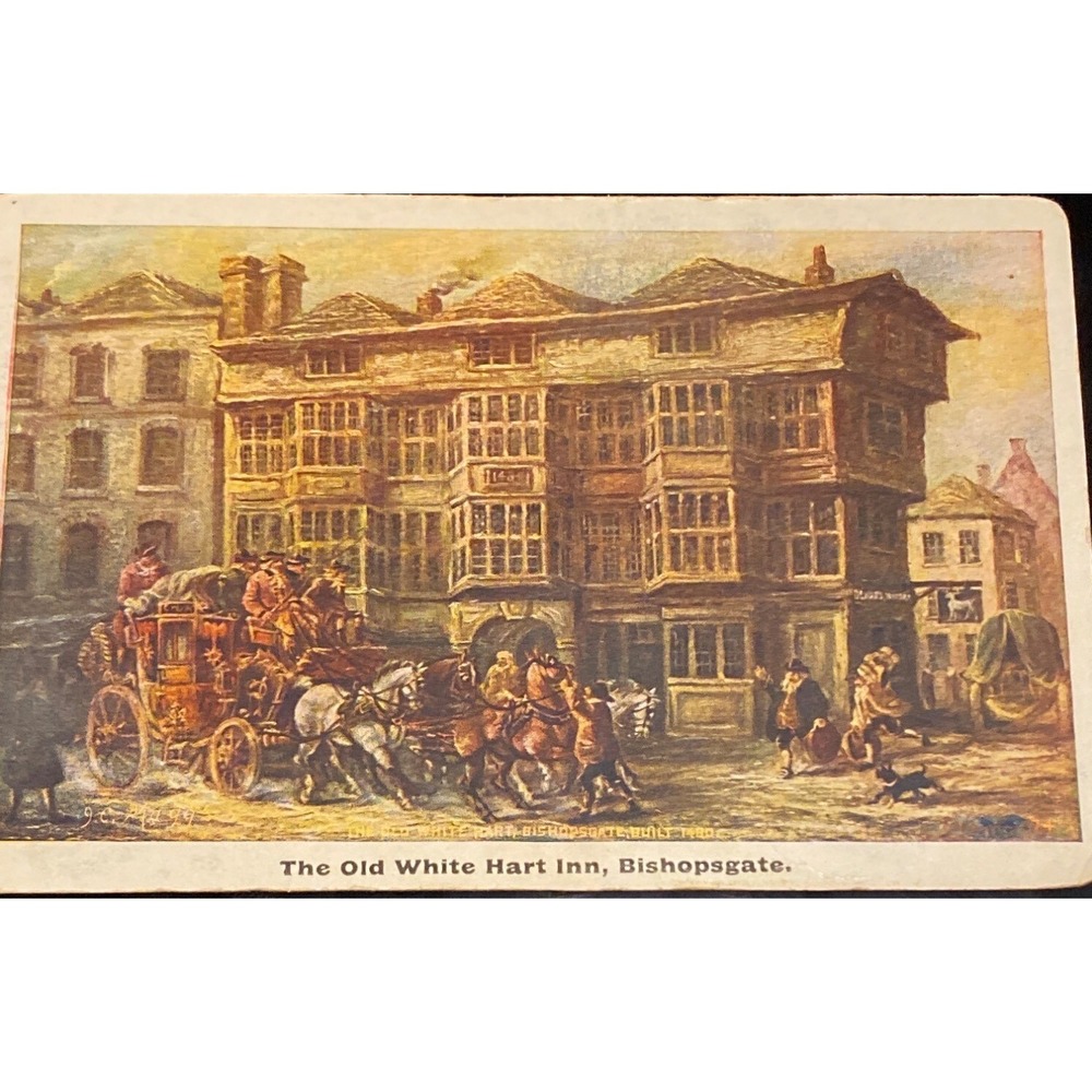 Vintage Postcard Of The Old‎ White Hart Inn Bishopsgate